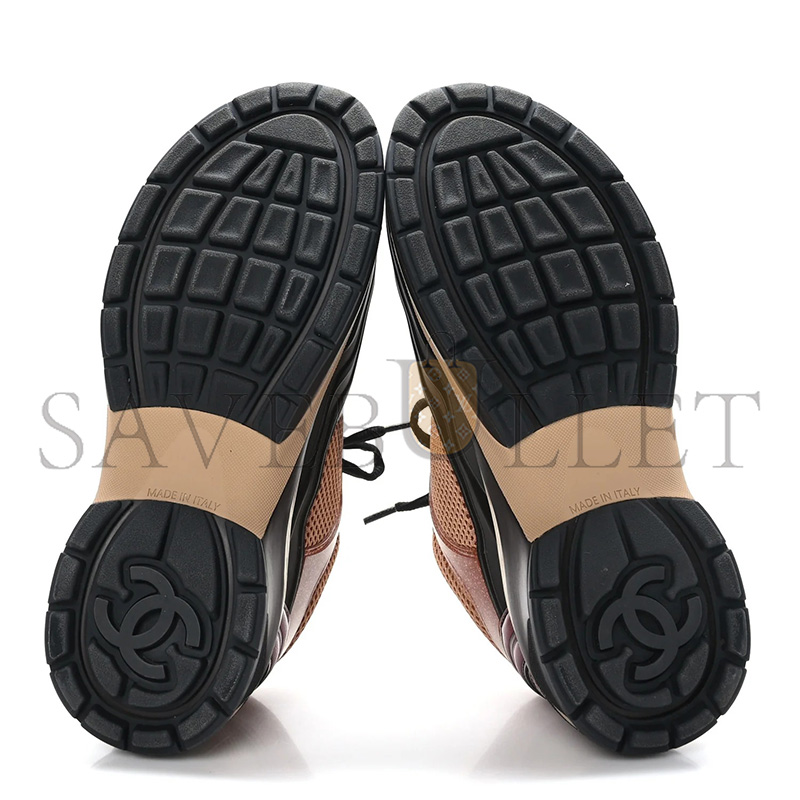 CHANEL FABRIC LAMINATED CALFSKIN STRETCH CC WOMENS SNEAKERS